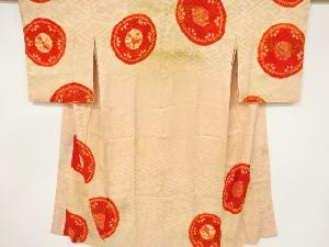 アンティーク　紋錦紗　絞り　花模様長襦袢